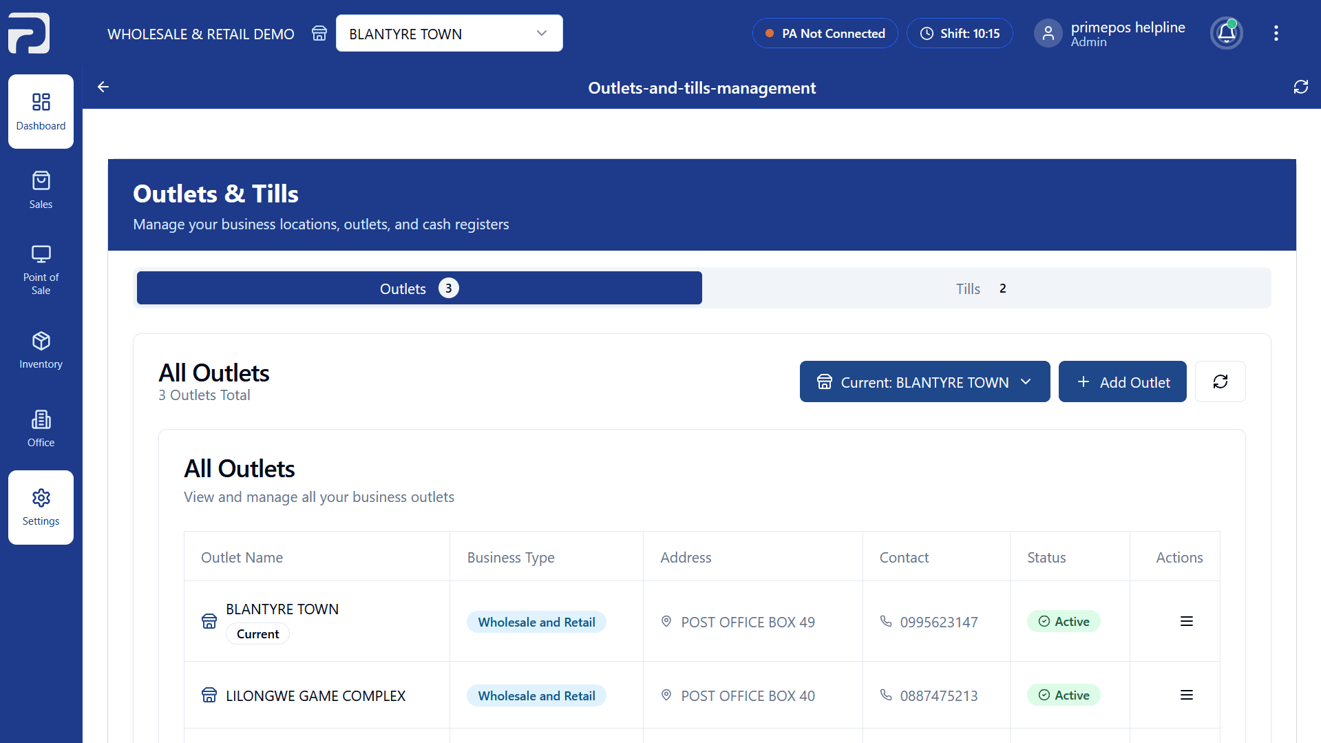 Multi-branch management screenshot